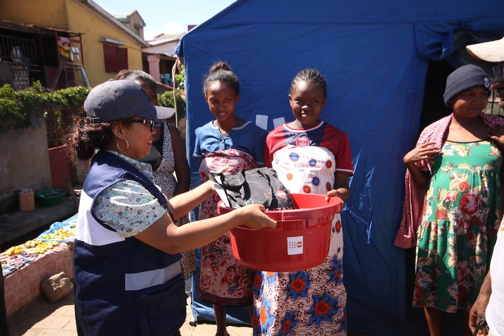 Dignity kits for women at the temporary shelter sites